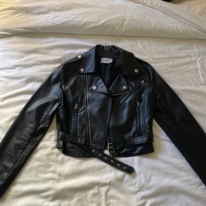 LIONESS BLACK FAUX LEATHER JACKET